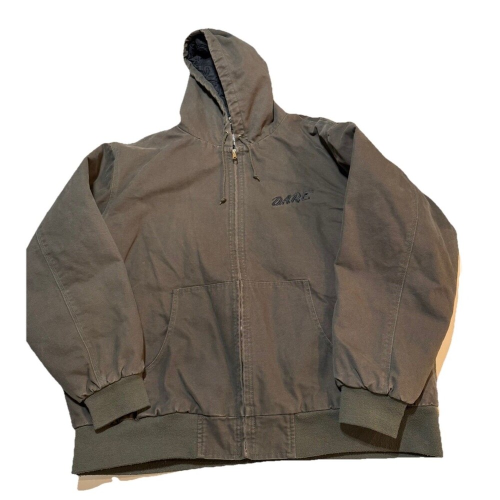 Vintage 90s D.A.R.E. Workwear Canvas Sz 3XL Zip Up Cotton Jacket Men’s Green
